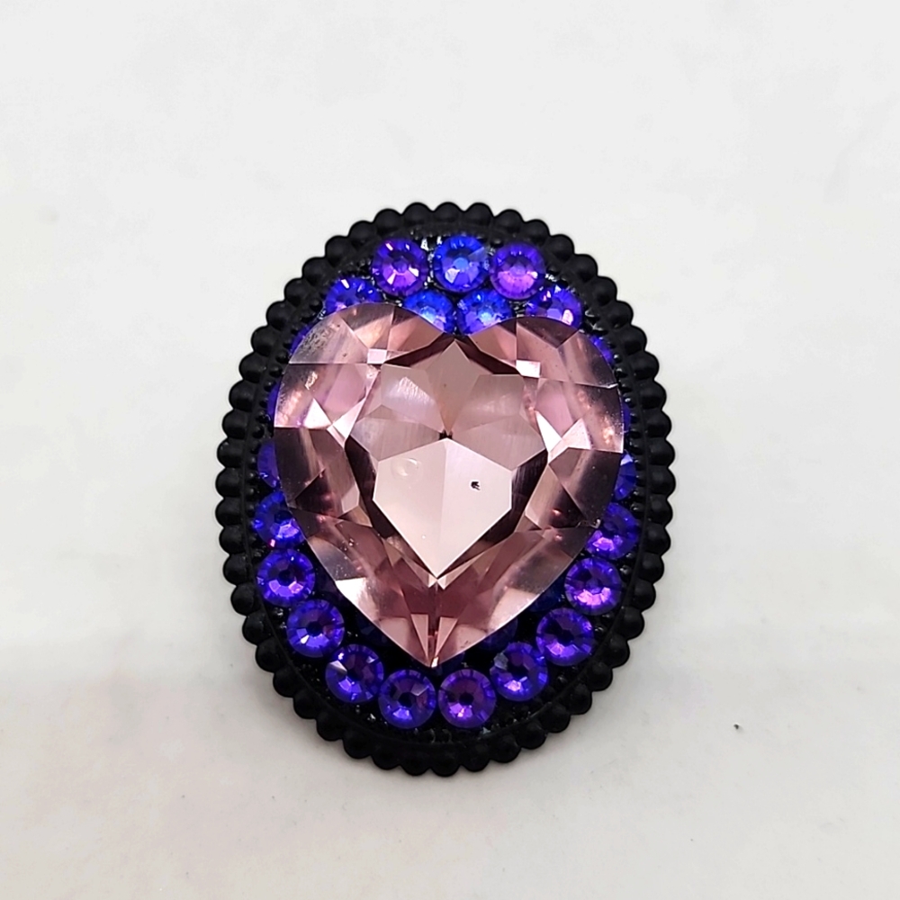 SWAROVSKI LAVENDER💜RHINESTONE HEART COCKTAIL RING